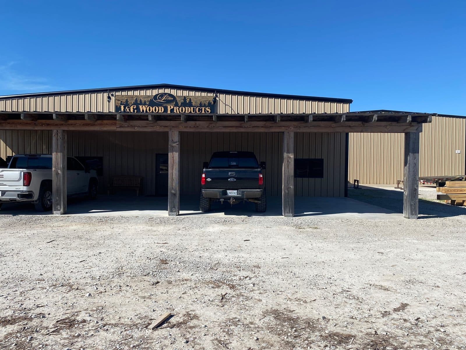 Lumber yard shed